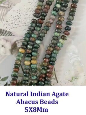 Natural Indian Agate Abacus Beads 5X8Mm Rondelle 15" Strand